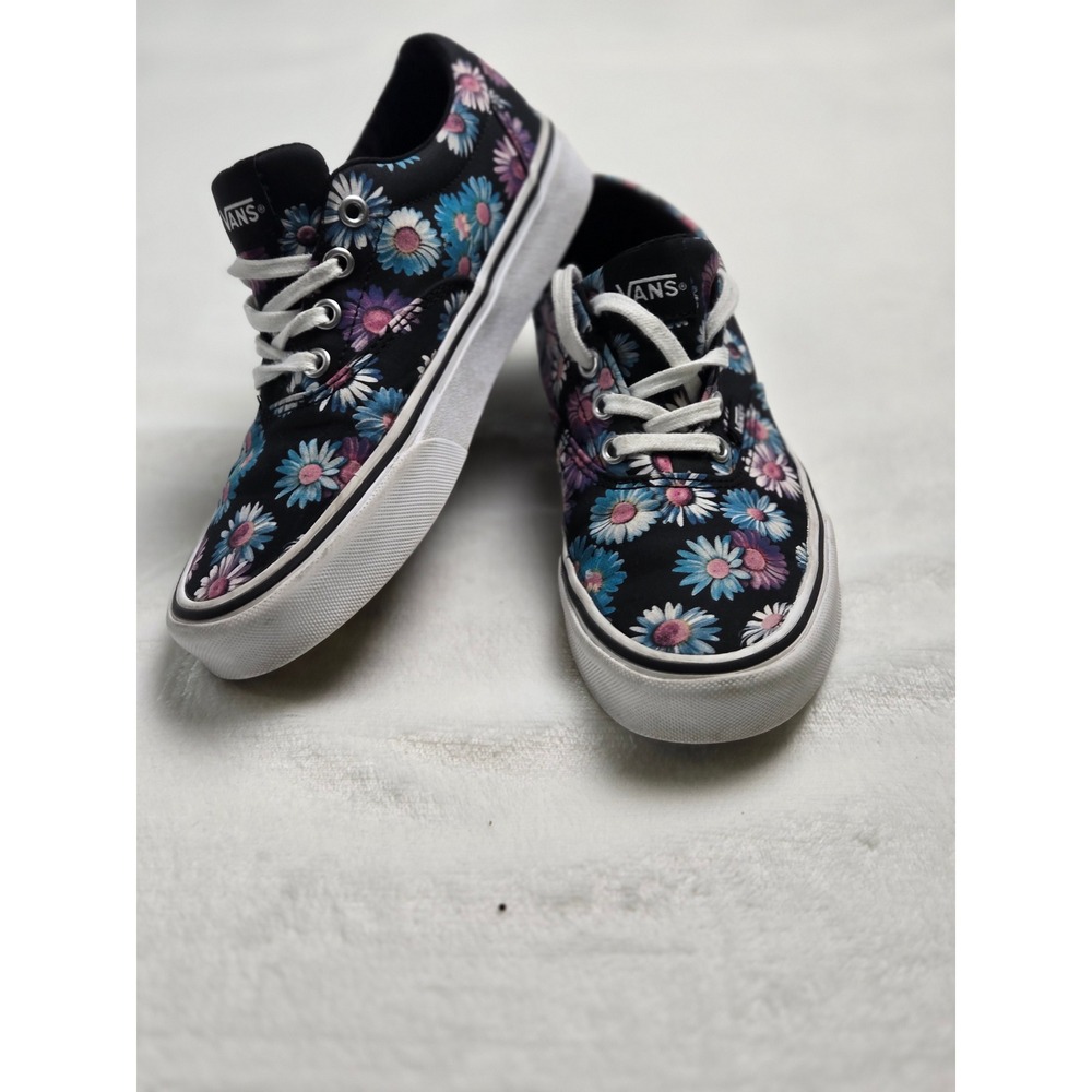 Vans Era Womens 6.5 Black Floral Daisy Print Low Top Skate Sneakers 508731